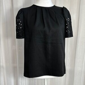 SHEIN Black Blouse with Eyelet Sleeves